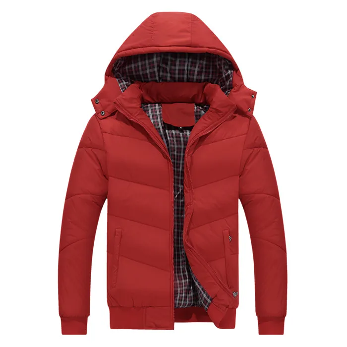 DAVYDAISY/ горячая Распродажа, мужские парки, зимняя пуховая куртка, теплые однотонные плотные мужские парки, пальто брендовая одежда, 5XL DCT-233 - Цвет: Red