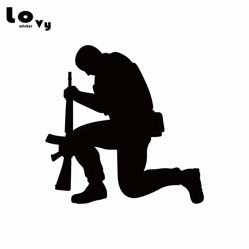 Praying Soldier Symbolic Vinyl Car Sticker /Decal for Truck Window Door Body Decoration CA0519 | Автомобили и мотоциклы