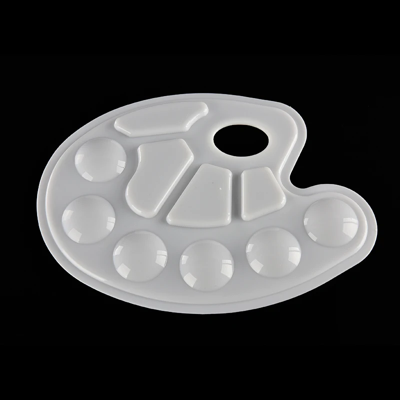 

New 1PC Art Paint Plastic Drawing Tray Color Palette For Oil Watercolour White Painting Pallet 10 Wells Design with Thumb Hole