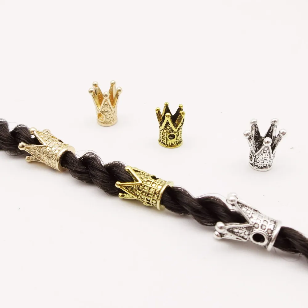 

5pcs-10pcs KC Gold/ Gold/ Silver Crown hair braid dread dreadlock beads rings tube approx 4.6mm -5mm hole for hair accessories