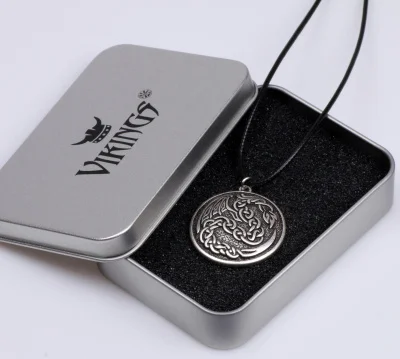 

Viking Knotwork Dragon Necklace Pendant Fire Warrior Amulet Animal Power Symbol Inspired Talisman Protection Choker Women Gift