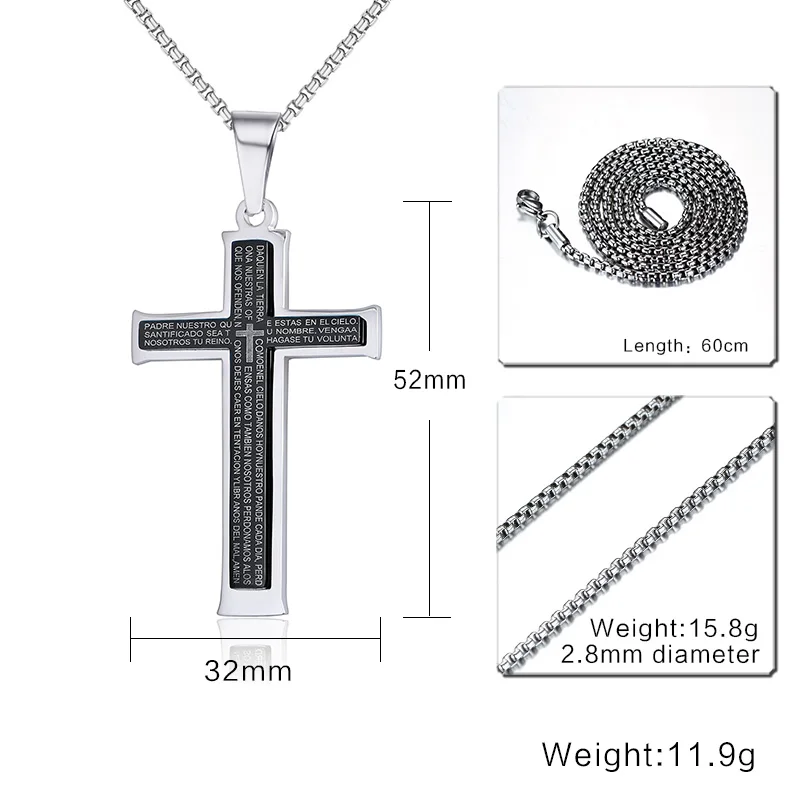 Простое мужское ожерелье с подвеской крестом из нержавеющей стали|necklace jewelry|cross
