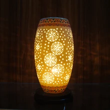 Китайский стиль светодиодные настольные лампы для гостиной Цзиндэчжэнь деревянная современная настольная лампа разрисованная вручную керамика лампа фарфоровая настольная лампа