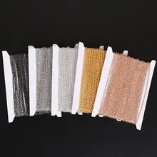 Cadenas metálicas de hierro de 2/2, 5 y 3mm de diámetro, rollo de 10m de diámetro, componentes para collar, cadena de eslabón abierto de Color dorado y plateado para fabricación de joyas Diy
