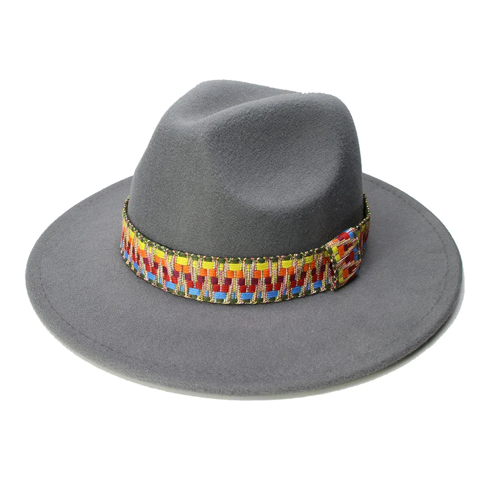 Серый LUCKYLIANJI Ретро детские Винтаж шерсть широкими полями Кепки Fedora панама джаз шляпа-котелок вязать кожаный ремешок(54 см/отрегулировать - Цвет: Серый