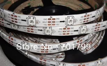 

5m DC5V IP65 WS2812B led digital strip,30pcs WS2812B/M with 30pixels;36W;white pcb;waterproof in silicon