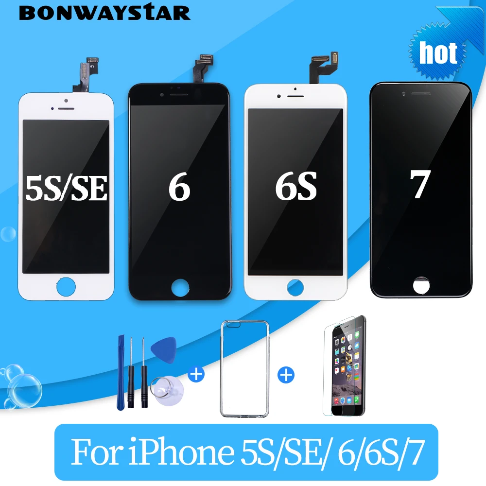 AAA+++Quality Display For iPhone 5s 6s 7 6 LCD touch Screen Module Digitizer Assembly LCD for iPhone SE 6 7 Screen No Dead Pixel