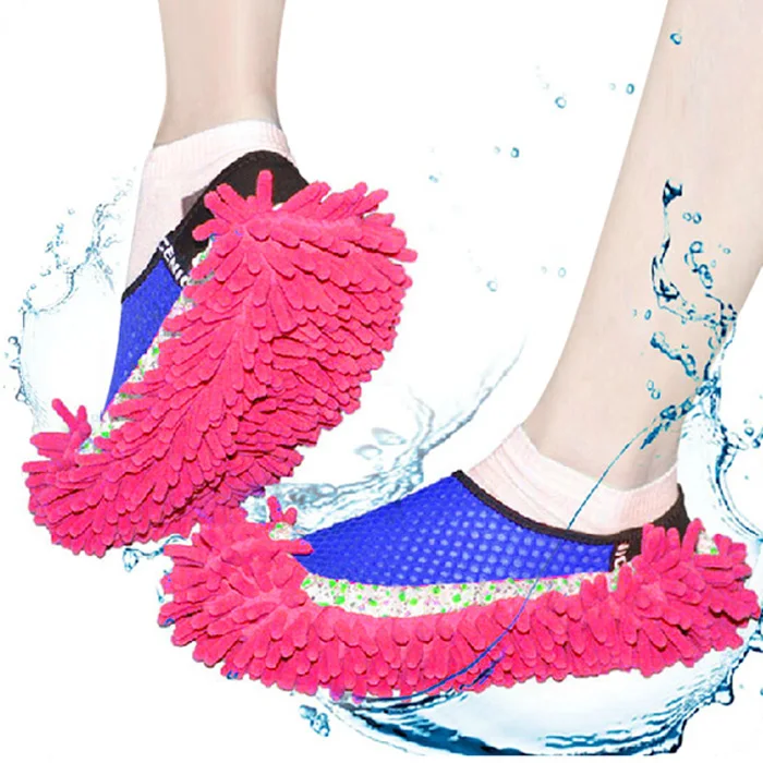 Practical Chenille Mop Slippers Dust Floor Cleaning Mopping Foot Shoes Home Pair Cleaner