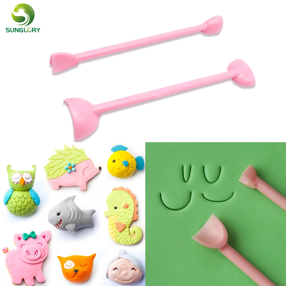 

2PCS Wrinkle Mold Plastic Sugarcraft Fondant Cake Mold Radian Modelling Tools Decorating Printing Carving Stick Baking Tools