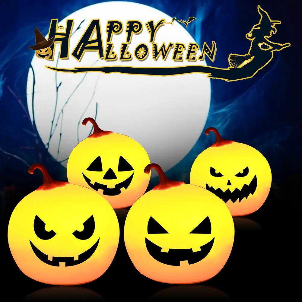 

Led Pumpkin Light Pat Light USB Charging Pumpkin Light Silicone Halloween Atmosphere Lights Colorful LED Small Table Lamp