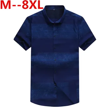 

10XL 8XL 6XL 5XL New Arrival Mens Shirt Short Sleeve Men Shirt Regular Fit Striped design Social Shirt Camisa Social Masculina