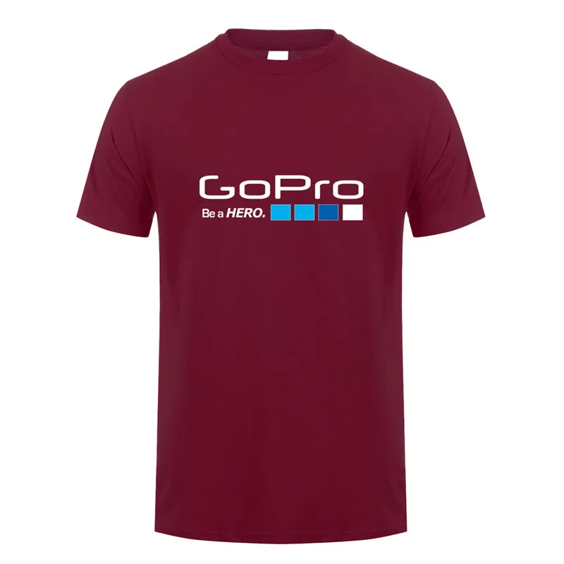Летняя футболка Go Pro GoPro, топы для мужчин, короткий рукав, хлопок, Мужская футболка be a hero, мужские футболки, DS-015 - Цвет: Maroon