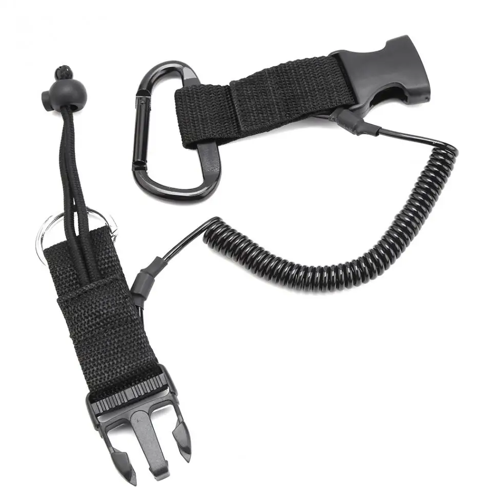 1.3 1.4m Diving Coil Lanyard Elastic Coiled Paddle Leash Scuba Swimming