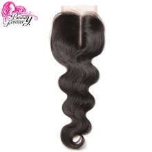 Beauty forever перуанские волосы для наращивания волна тела Remy человеческие волосы 4*4 средняя часть закрытие 120% плотность натуральный цвет