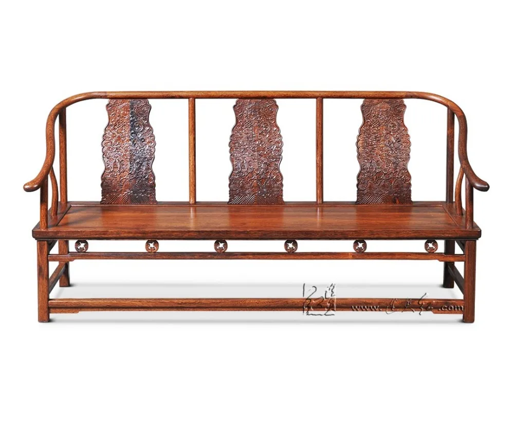 3 Seat Sofa Bed Chinese Royal Rosewood Furniture Living Drawing Room Solid Wood Chaise Lounge Red Sandalwood Studio Couch Retro