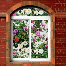 Розовая Цветочная стеклянная наклейка s пленка для окна непрозрачная наклейка статичный оконный бумажный дверной Прозрачный Непрозрачный домашний декоративный фильм