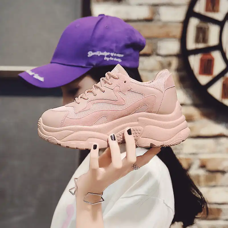 light pink chunky sneakers