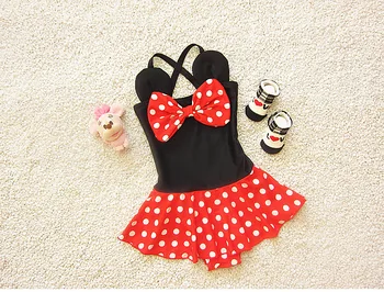 

Cartoon Mouse Baby Kids Girls One Piece Bowknot Polka Dot Swimming Suit Cute Swimwear Summer Dress Beach Wear Swimsuit SA4011