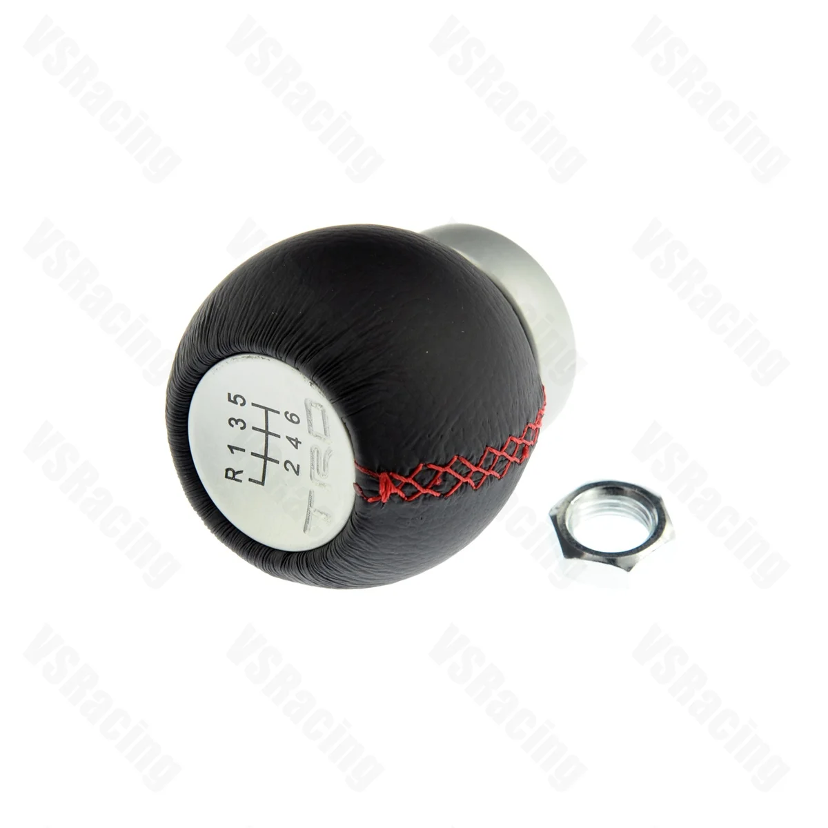 

Universal TRD Racing Car Shift Gear Knob, Manual Billet Aluminum Gear Knob with Leather Cover 6 Speed