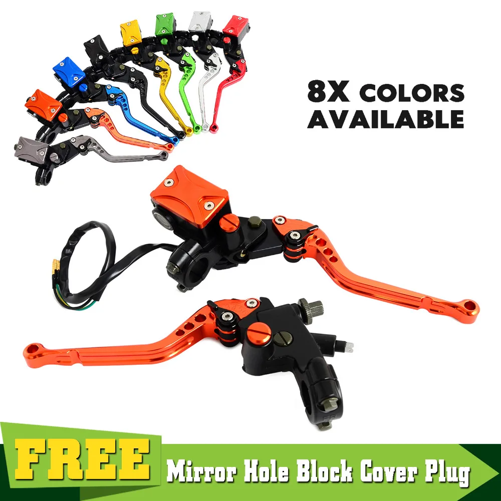 Universal 7/8" Lever Brake Clutch Master Cylinder Set Kit Reservoir For