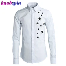 Брендовая деловая Мужская рубашка модная пятизвездная вышивка тонкая Повседневная Женская сорочка футболка с длинными рукавами 80% хлопковые рубашки для мужчин
