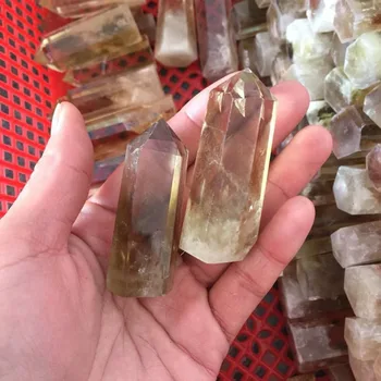 

2 pcs beautiful natural mineral citrine quartz Crystal gemstone point meditation reiki healing crystal stone wand wholesale