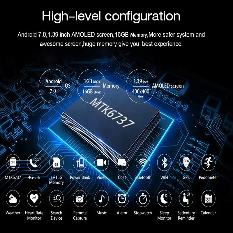 Смарт часы PK Z18 Q1 4G Android 7 0 ПЗУ 16 ГБ + ОЗУ 1 580 мАч GPS WIFI функция звонков пульсометр