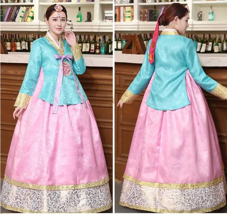 Женский элегантный корейский национальный костюм женский ганбок корт пинцес платье танец меньшинств одежда для выступлений