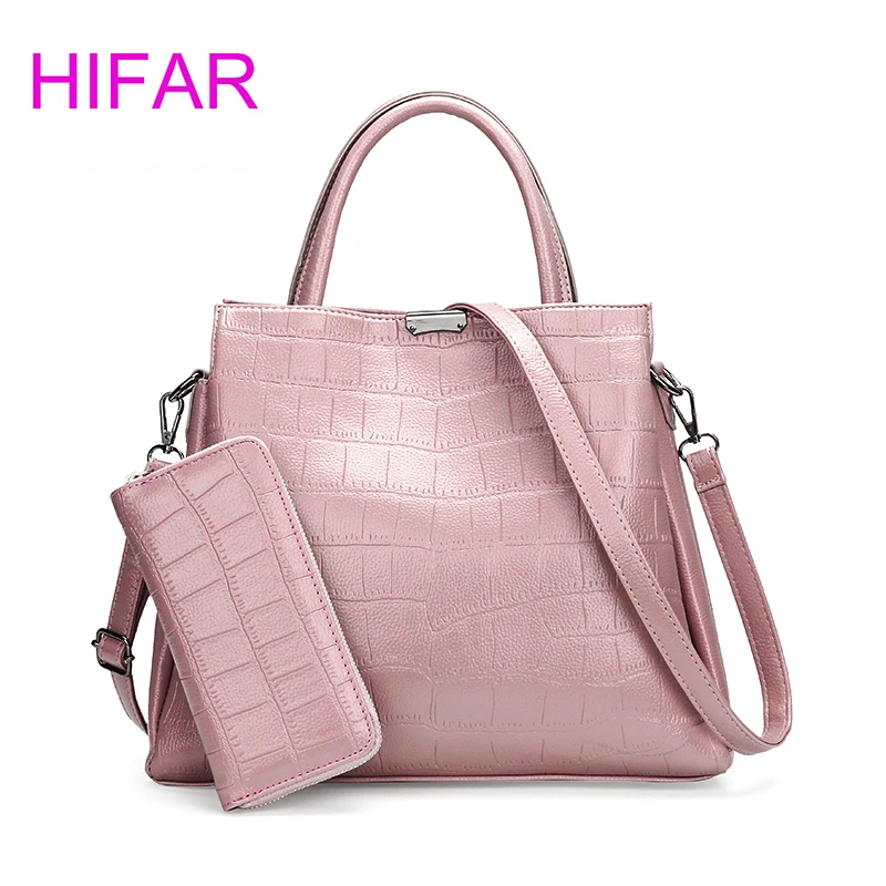 

HIFAR 2018 Crocodile pattern Pink bag Luxury Handbags Women Bags Designer Branded Handbags For Women Purses And Handbags a Sac