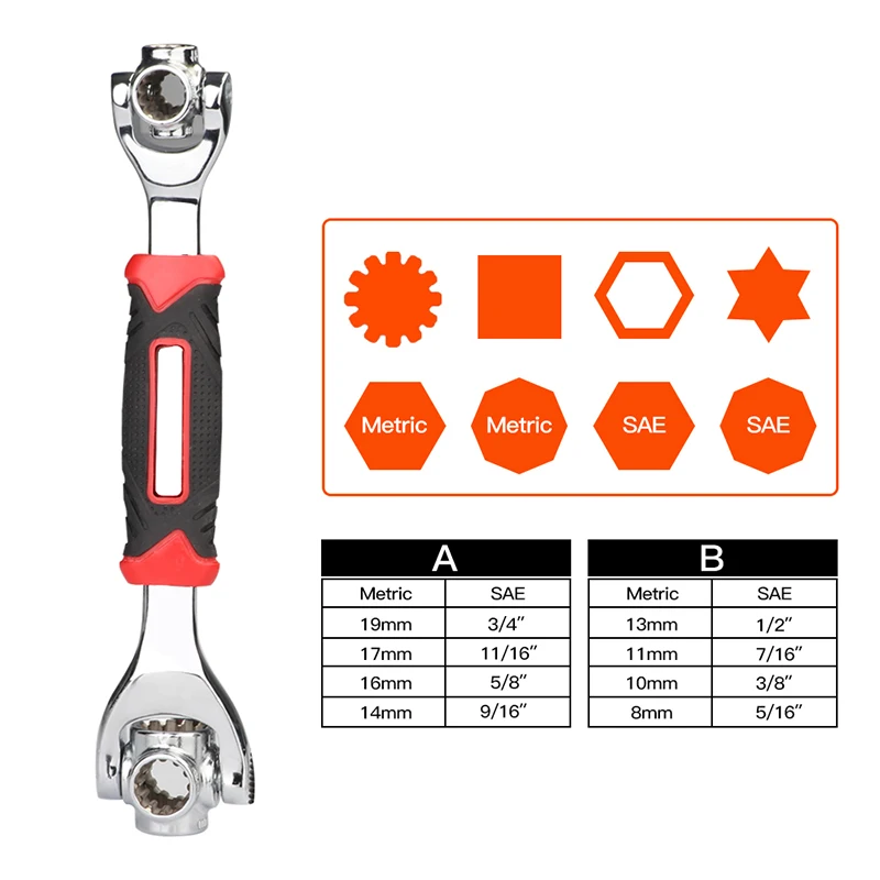 AIRAJ 52-in-1 vise can be used to tighten the car's 360-degree rotating universal wrench with 49 metric and inch socket wrenches AIRAJ 52-in-1 vise can be used to tighten the car's 360-degree rotating universal wrench with 49 metric and inch socket wrenches