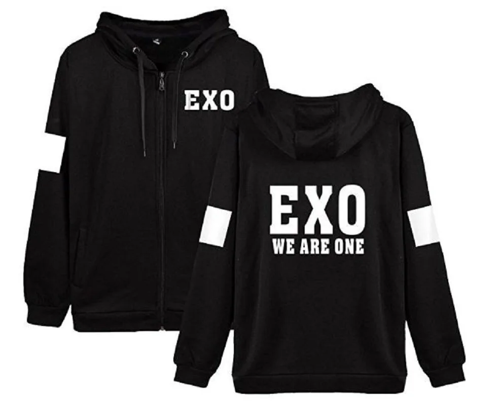 Mainlead Новая мода K-pop EXO толстовка на молнии Kris Suho Tao Chen пуловер пальто с капюшоном |