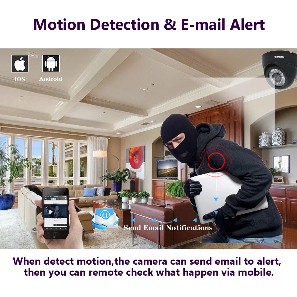 NINIVISION 4CH 5MP DVR Аудио запись CCTV система безопасности купольная ahd камера IR CUT P2P