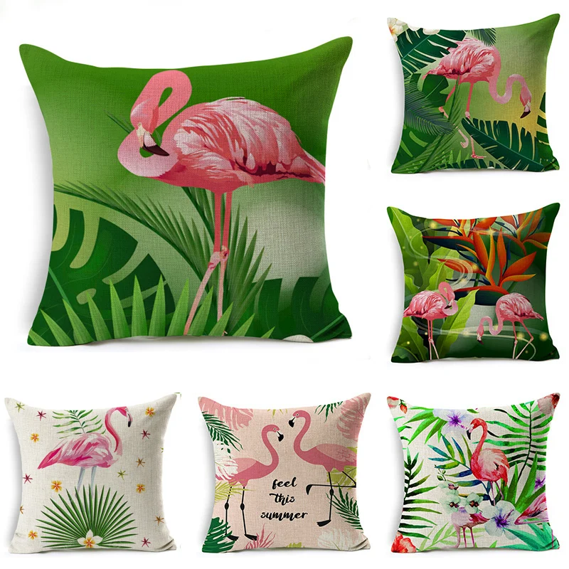 Nordic Фламинго тропический лист наволочка с цветами полиэстер бросить подушку Диван для оформления дома декоративные наволочки 45*45 см