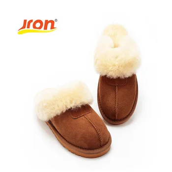 

Jron 9 Color Cow Suede Genuine Wool Winter Slippers Women Plush Home Shoes Fur Warm Comfort Indoor House Use Slippers Large Size