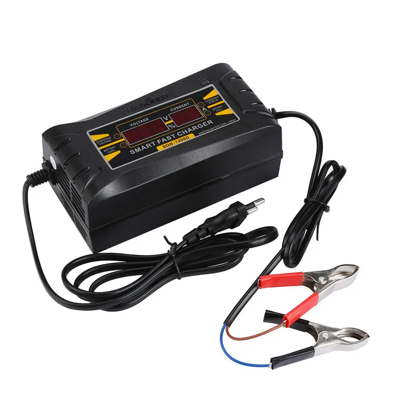 LCD Display 12V 6A Smart Fast Lead-acid Battery Charger For Car Motorcycle EU