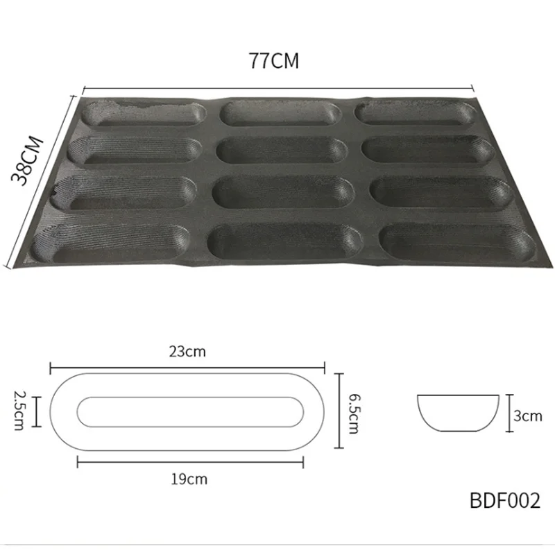Goldbaking Хот дог булочка антипригарная силиконовая форма для хлеба перфорированная форма для выпечки хлеба овальной формы 5 размеров на выбор