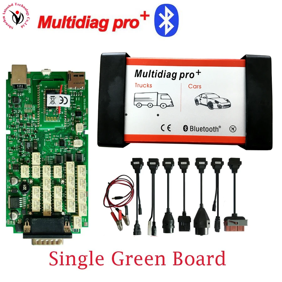 

2015.R3 Keygen/2016R0 Multidiag pro Green Single Board PCB VD TCS CDP PRO Bluetooth+full set 8pcs car cable for Cars Trucks