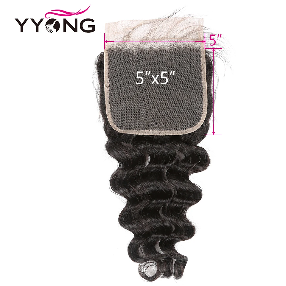 Yyong Hair 3/4 Loose Deep Wave Bundles With Closure 2019 New Peruvian 5x5 Closure With Bundles Remy