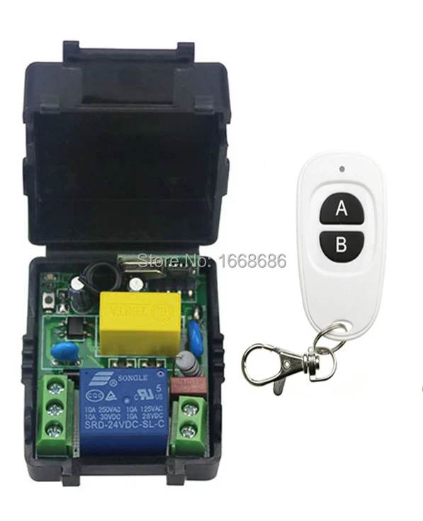 

AC220V 1CH RF Wireless Mini Switch Relay Receiver Remote Controllers & White AB keys Waterproof Transmitter Toggle Momentary