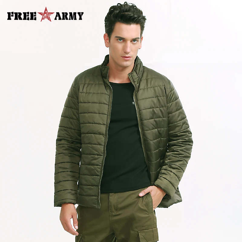 Brand Jacket Men Winter Light Weight Padded Coat Solid Green Mens Army