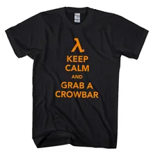 2017 Latest Fashion FPS Classic Game HALF LIFE Men T shirt Keep Calm Grab A Crowbar Boy Letters Printed Short Sleeve Tees O-neck half a life