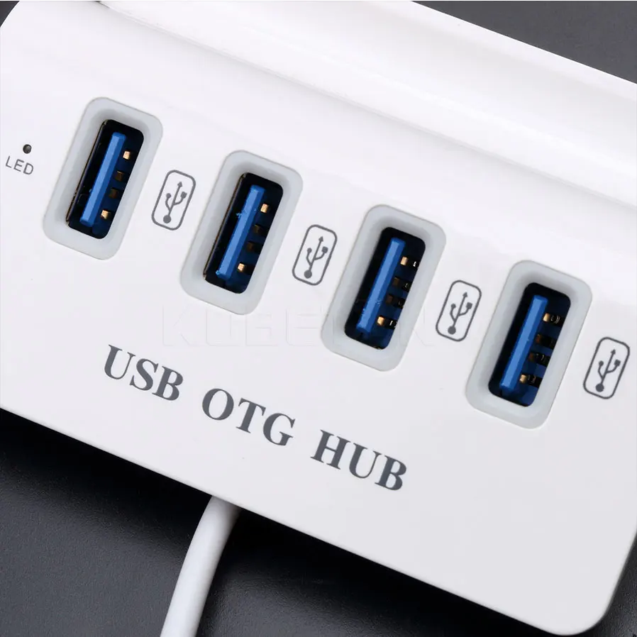 Kebidu машина высокой скорости вращения 4 порта Micro USB 2 0 OTG HUB адаптер портовый