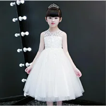 Платье на свадьбу для девочек элегантное вечернее платье Длинные платья для выпускного вечера для детей; платье принцессы для девочек, праздничное платье, кружевное мини-платье без спинки возраст для От 3 до 12 лет