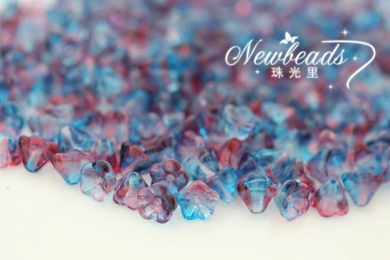 

Bell Flower Beads 6x8mm,Czech Glass Beads Wholesale,Color 48013,100 pieces/lot