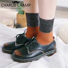 Все сезоны женские высококачественные хлопковые ретро цвета золотые серебряные шелковые простые свежие женские модные тренды сексуальные серебряные лук SocksE138