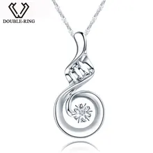 DOUBLE-R реального 0.01ct diamond Цепочки и ожерелья Твердые стерлингового серебра 925 Подвески натуральная бренд ювелирных украшений для Для женщин
