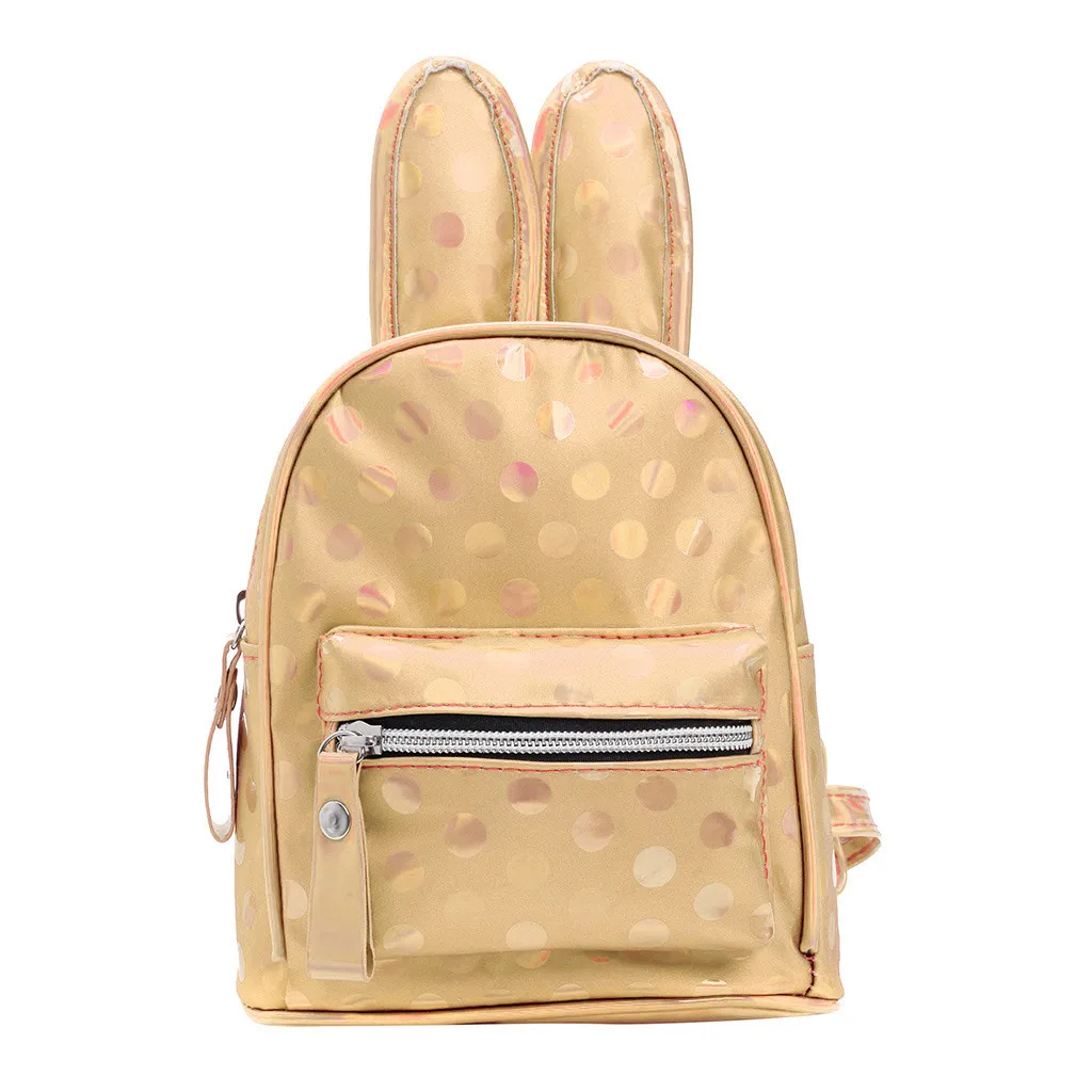 Повседневный Женский Детский рюкзак, сумка с кроличьими ушками, волнистый рюкзак для вещей, маленькие кожаные сумки для девочек, рюкзак для детей - Цвет: Gold