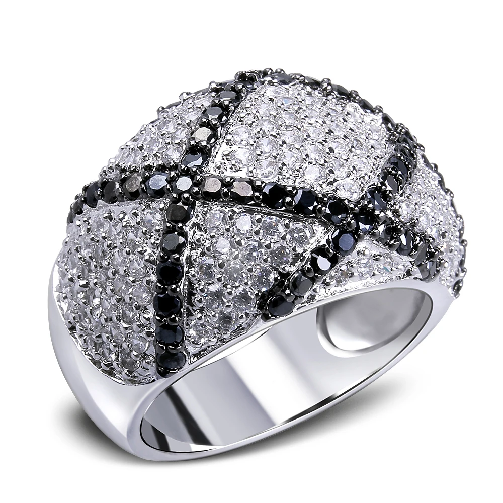 

Rings for women White gold color Cubic zirconia black and white CZ Rings lastest designs new fashion jewelry Free shipping