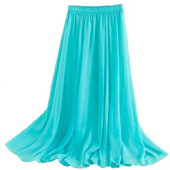 

Jupe Longue Saia Longa 2019 Summer Style Maxi Long Skirt Faldas Largas Pleated Skirts Womens Lolita High Waist Chiffon Vintage