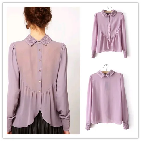 2018 Hot Sale Women Shirts Blouses Long Sleeve Turn Down